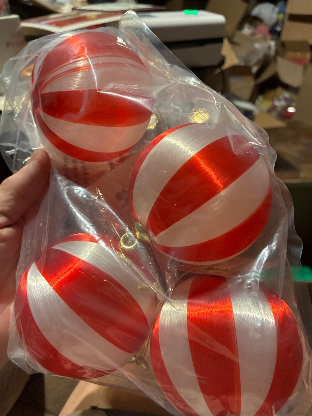 St. Nicholas Square Red and White Striped Holiday Ball Ornaments